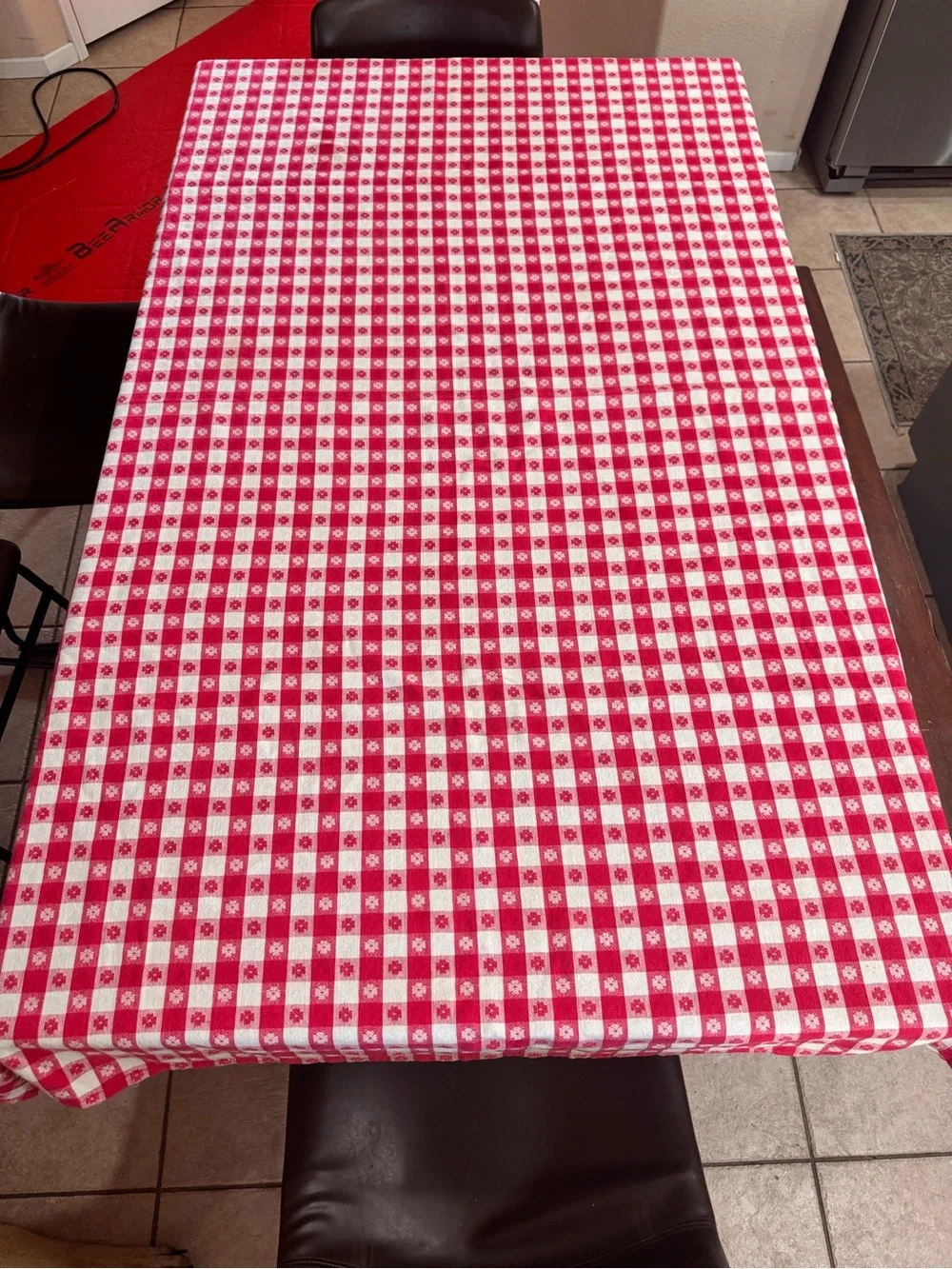 Red & White Gingham Check Tablecloth 68” x 50” Cottage Farmhouse Picnic Decor